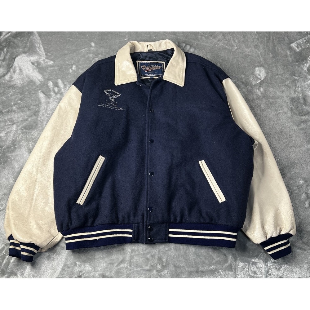 Prison Ministry Jacket Men Size XL Wool Leather Varsity Jacket Jail USA Vintage